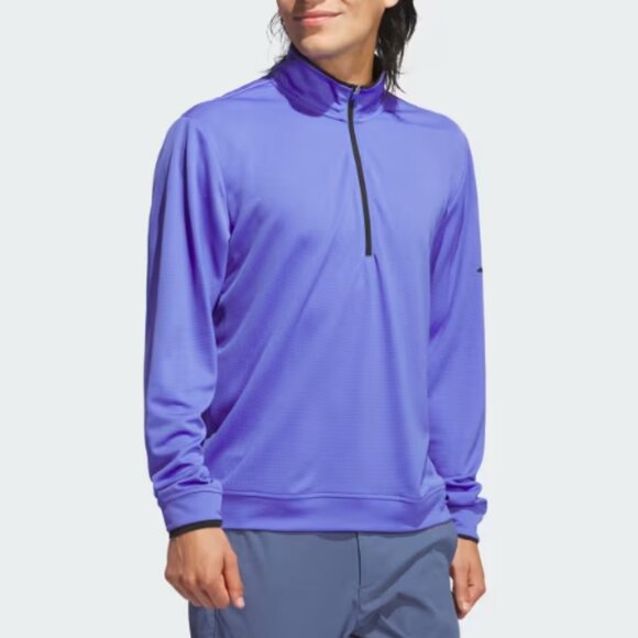 NWT Adidas Men's M Purple Lightweight Half-Zip Golf Sweater Jacket Top Cobalt - Picture 1 of 11